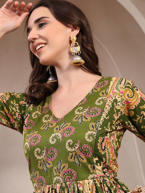 Pristyle Women Paisley Printed Thread Work Maternity Anarkali Kurta - Image 5