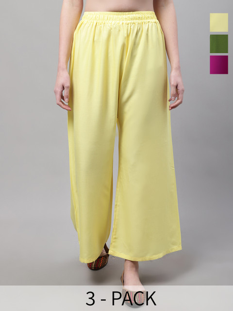 Valles365 by S.C. Women 3 Flared Ethnic Palazzos