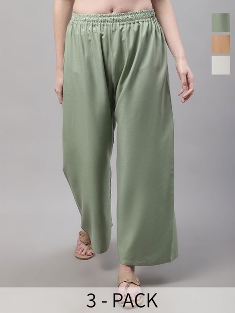 Valles365 by S.C. Women 3 Flared Ethnic Palazzos