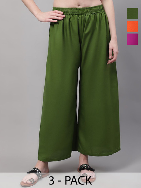 Valles365 by S.C. Women 3 Flared Ethnic Palazzos