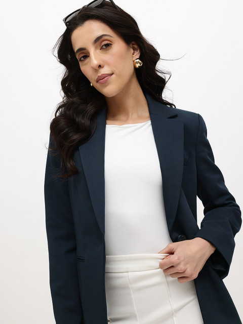 MANGO Notched Lapel Single Breasted Blazer