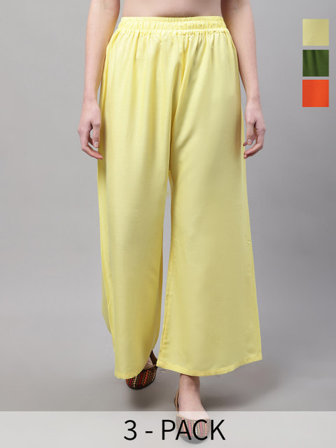 Valles365 by S.C. Women 3 Flared Ethnic Palazzos