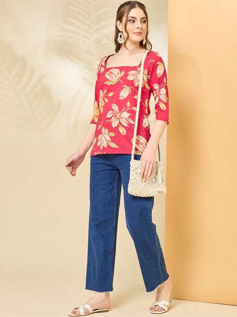 Anouk Mirage Floral Print Cotton Blend Top
