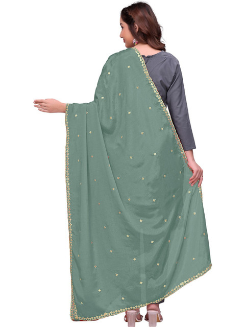 SEKMANY Ethnic Motifs Embroidered Art Silk Dupatta with Sequinned - Image 5