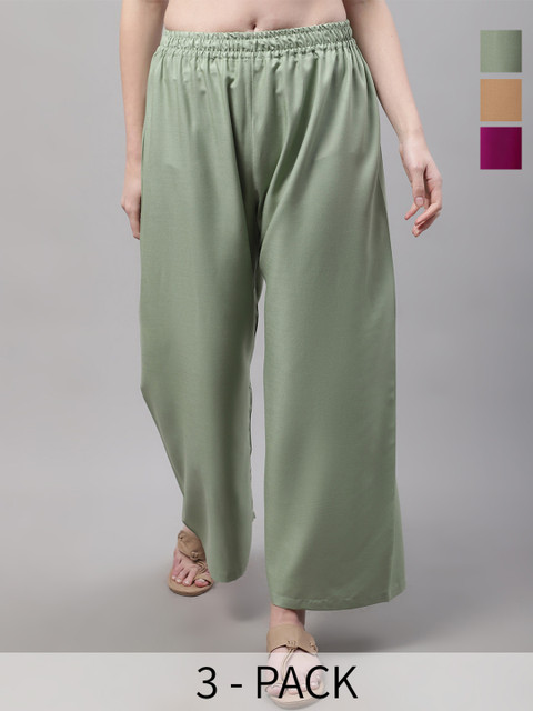 Valles365 by S.C. Women 3 Flared Ethnic Palazzos