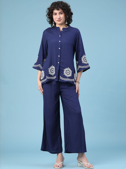 V-Mart Mandarin Collar Shirt & Trousers Co-Ords