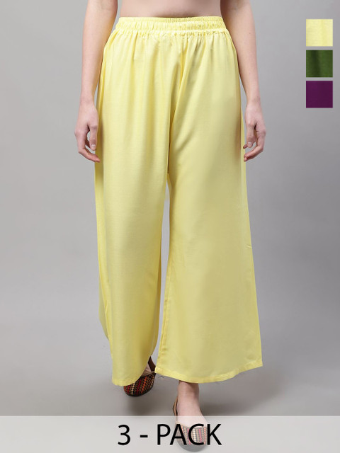 Valles365 by S.C. Women 3 Flared Ethnic Palazzos