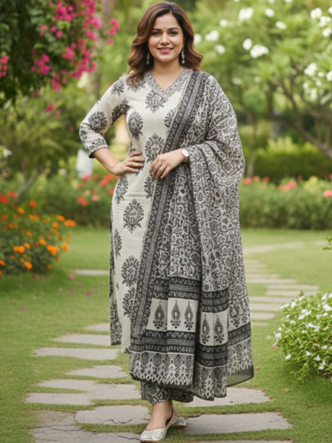 SZN Women Ethnic Motifs Printed Regular Kurta with Trousers & With Dupatta