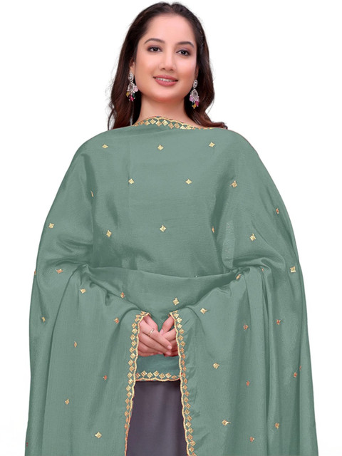 SEKMANY Ethnic Motifs Embroidered Art Silk Dupatta with Sequinned - Image 2