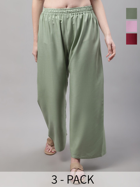 Valles365 by S.C. Women 3 Flared Ethnic Palazzos