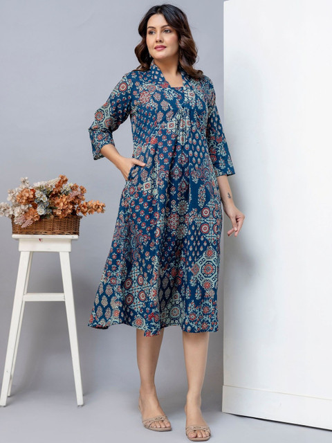 ANNA MONNA Women Floral Pure Cotton Printed Maternity Flared Dress
