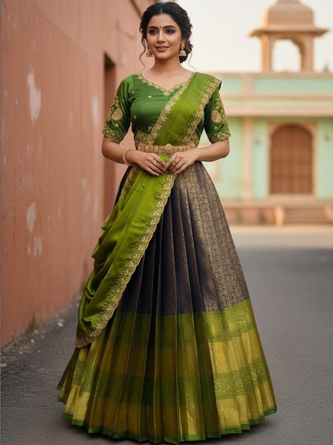 Pink Bindi Embroidered Sequinned Semi-Stitched Lehenga & Blouse With Dupatta