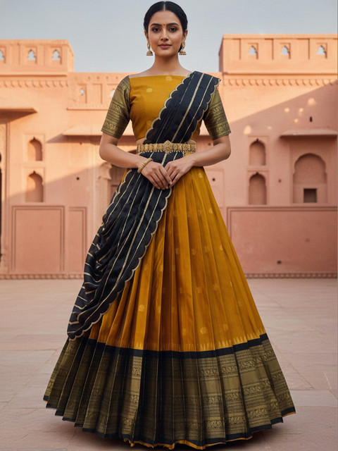 Pink Bindi Embroidered Semi-Stitched Lehenga & Blouse With Dupatta