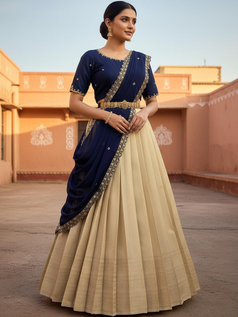 Pink Bindi Embroidered Sequinned Ready to Wear Lehenga & Semi-Stitched Blouse With Dupatta