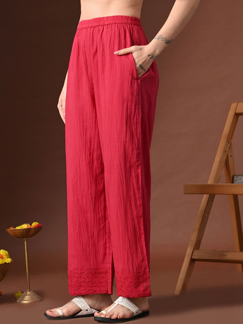 Sangria Embroidered Round Neck Tunic & Trousers Co-Ords Set - Image 5