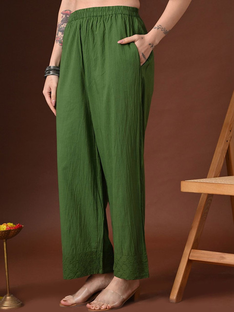 Sangria Embroidered V Neck Tunic & Trousers Co-Ords Set - Image 5