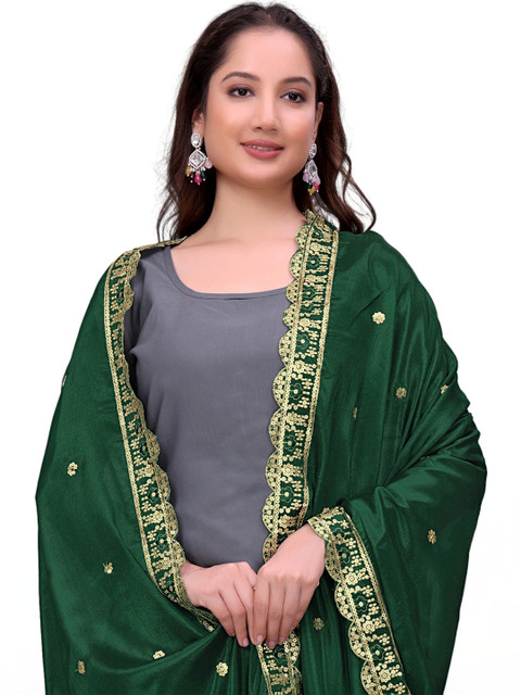 SEKMANY Ethnic Motifs Embroidered Art Silk Dupatta with Sequinned - Image 2