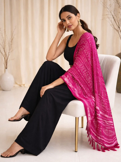 YUGAVEERAA Ethnic Motifs Printed Block Print Dupatta - Image 7