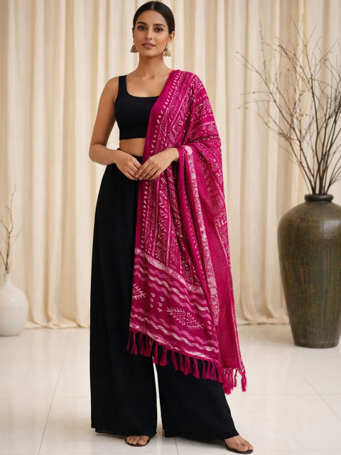 YUGAVEERAA Ethnic Motifs Printed Block Print Dupatta
