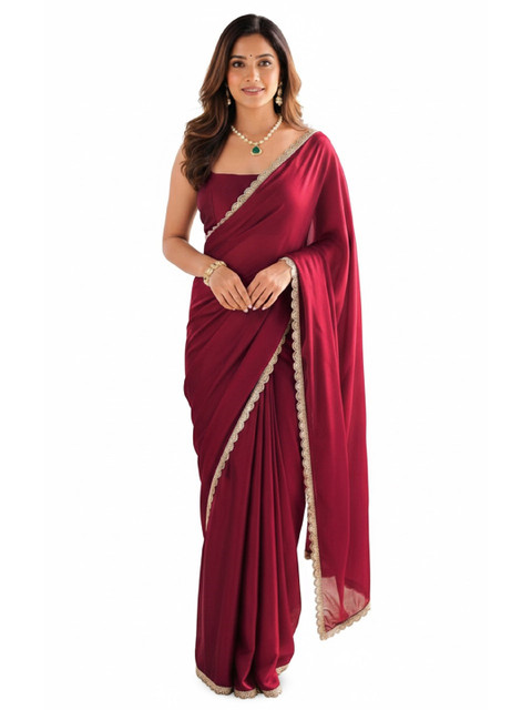 Shopaz Embroidered Pure Georgette Ready To Wear Saree