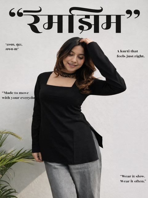 JAHIDA COMFORT WITH STYLE Square Neck Pure Cotton Kurti