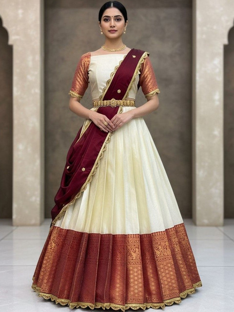 Pink Bindi Embellished Semi-Stitched Lehenga & Blouse With Dupatta