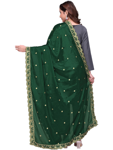 SEKMANY Ethnic Motifs Embroidered Art Silk Dupatta with Sequinned - Image 5