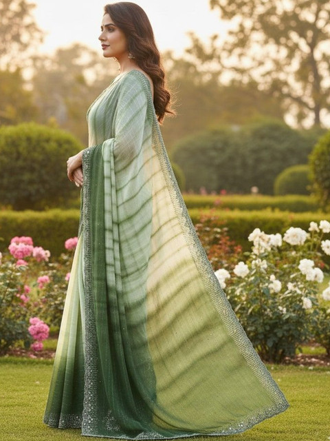 Sita Tie and Dye Sequinned Pure Georgette Saree - Image 3