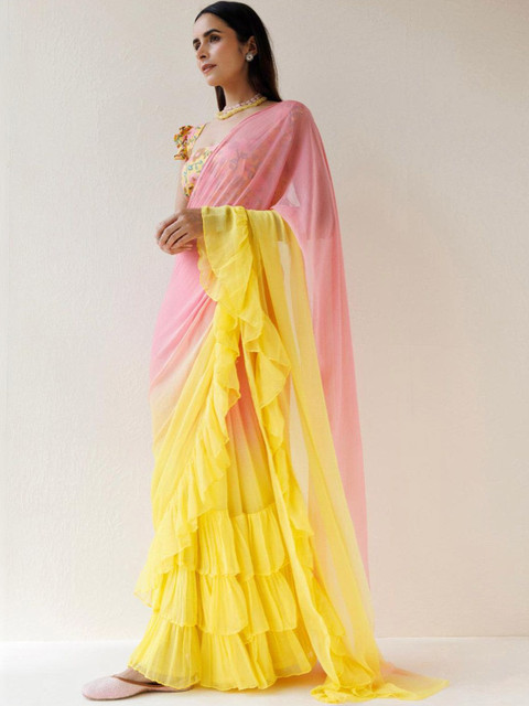 Urban Pallu Ombre Poly Georgette Saree - Image 2