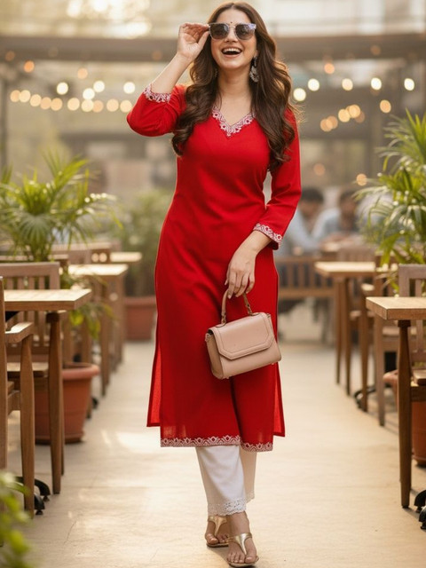 Pjyot by surhi Women Embroidered Thread Work Kurta