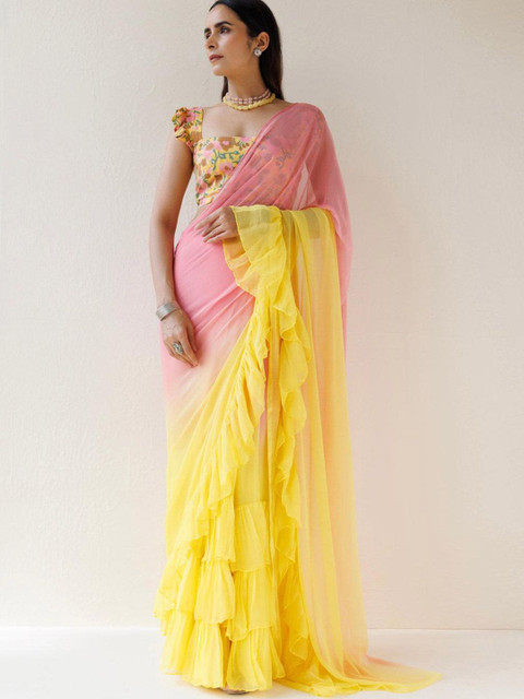 Urban Pallu Ombre Poly Georgette Saree - Image 4