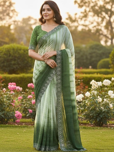 Sita Tie and Dye Sequinned Pure Georgette Saree