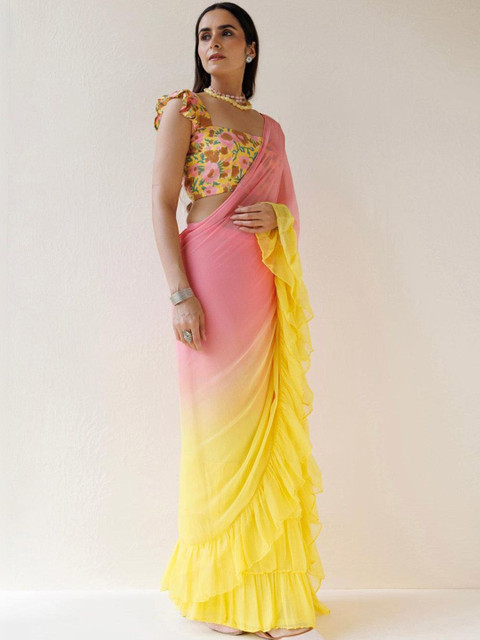 Urban Pallu Ombre Poly Georgette Saree