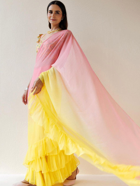 Urban Pallu Ombre Poly Georgette Saree - Image 3