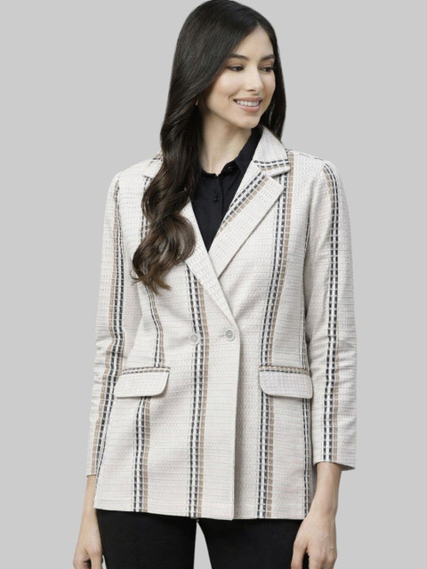 Cottinfab Striped Notched Lapel Blazers