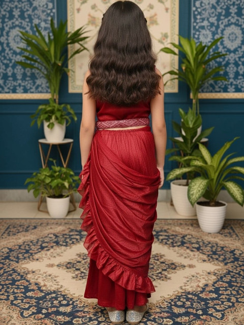 BAESD Sequinned Net Saree - Image 4