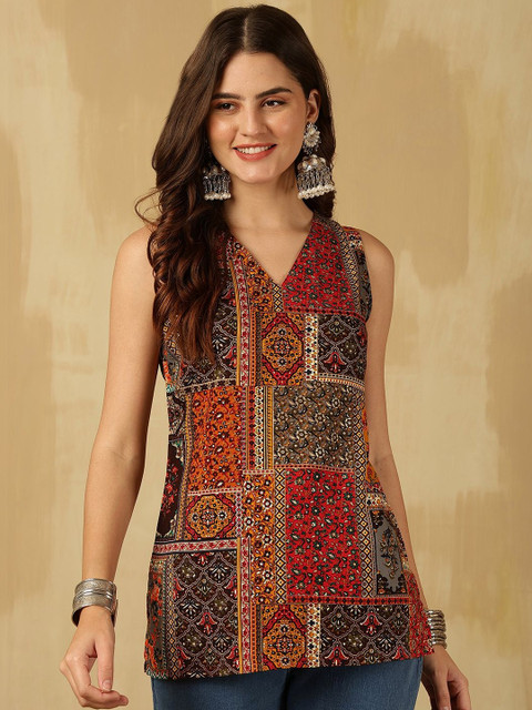TINRANG Print Ethnic Top