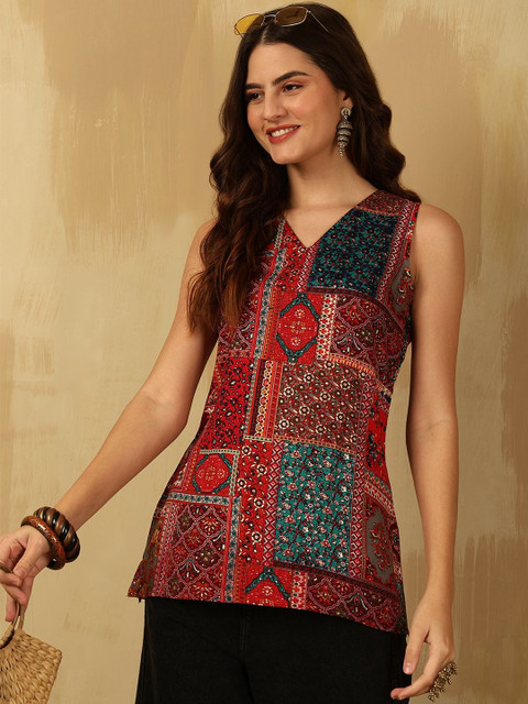TINRANG Print Ethnic Top