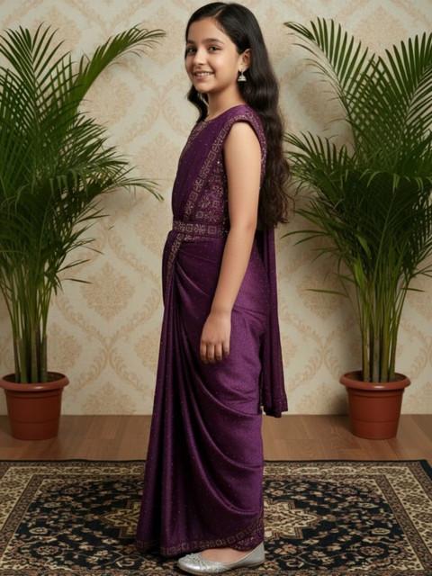 BAESD Sequinned Net Saree - Image 4