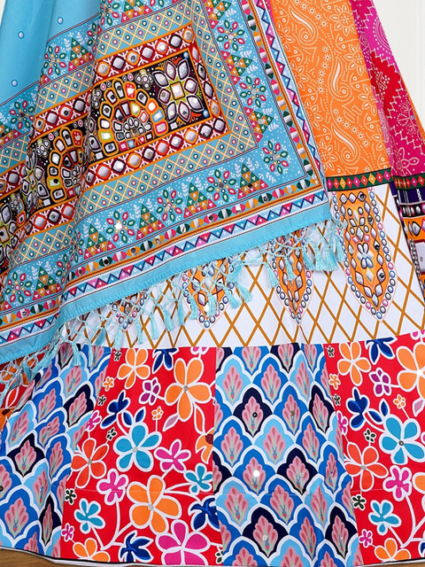 Shubh-Viyan Textiles Mirror Work Semi-Stitched Lehenga & Unstitched Blouse With Dupatta - Image 2