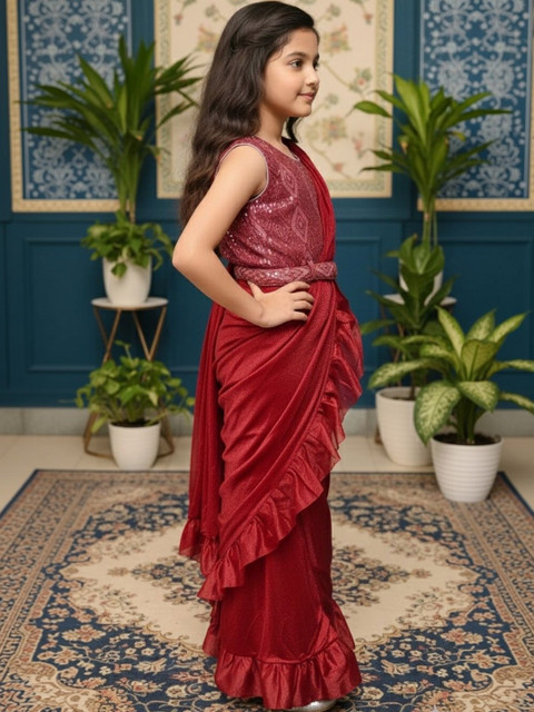 BAESD Sequinned Net Saree - Image 2