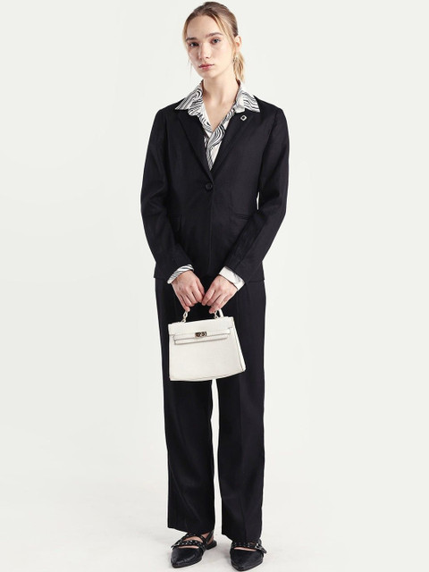 RAREISM Linen Notched Lapel Single-Breasted Blazer