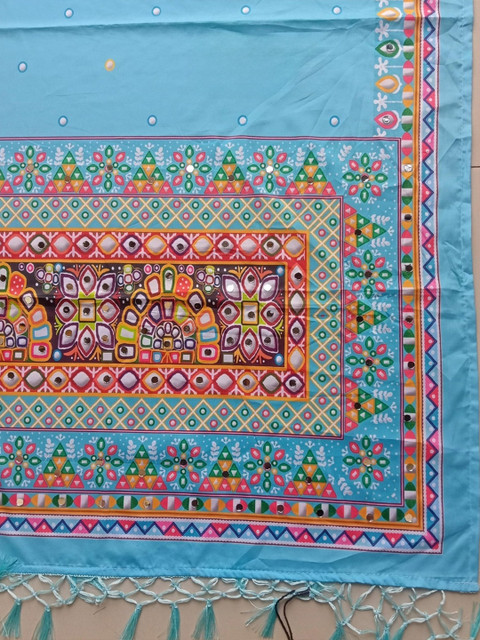 Shubh-Viyan Textiles Mirror Work Semi-Stitched Lehenga & Unstitched Blouse With Dupatta - Image 4