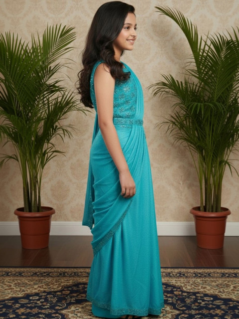 BAESD Sequinned Net Heavy Work Saree