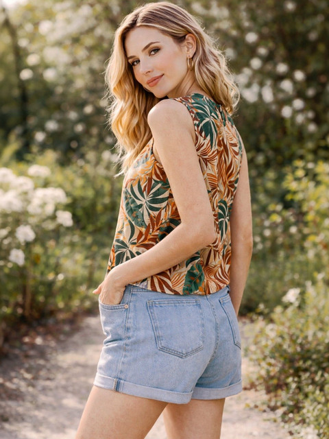 AVNISA ENTERPRISE Tropical Print Tropical Cotton Blend Top - Image 7