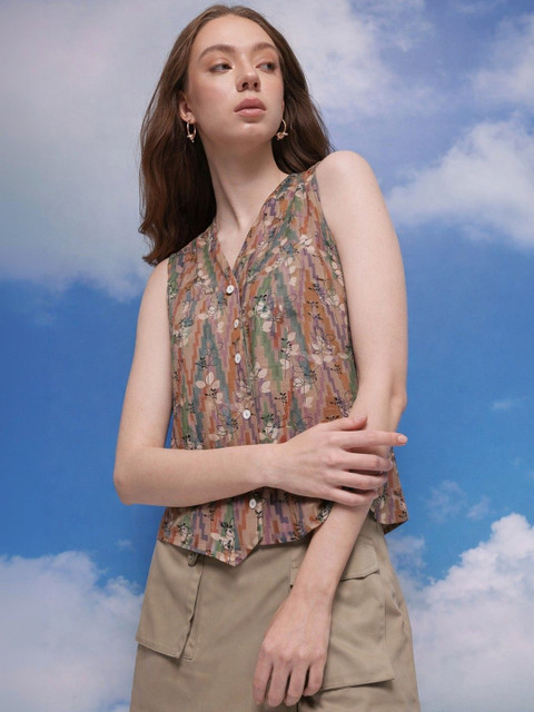 AVNISA ENTERPRISE Floral Print Cotton Blend Top