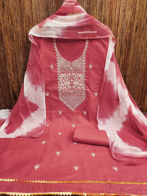 Dhaaga Ghar Embroidered Pure Cotton Unstitched Dress Material - Image 3