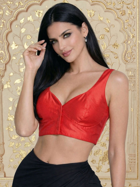 Aanyor Silk Blend Solid Saree Blouse