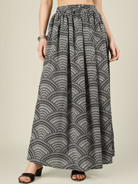 SPARSA Women Pure Cotton Cotton Cambric Maxi Flared Skirt