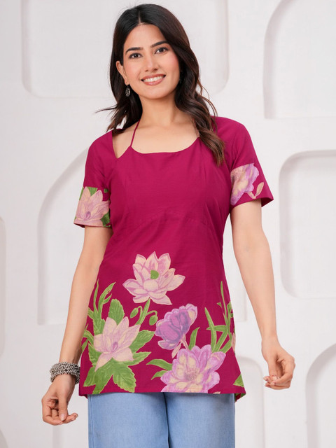 BAESD Floral Print Cotton Blend Top